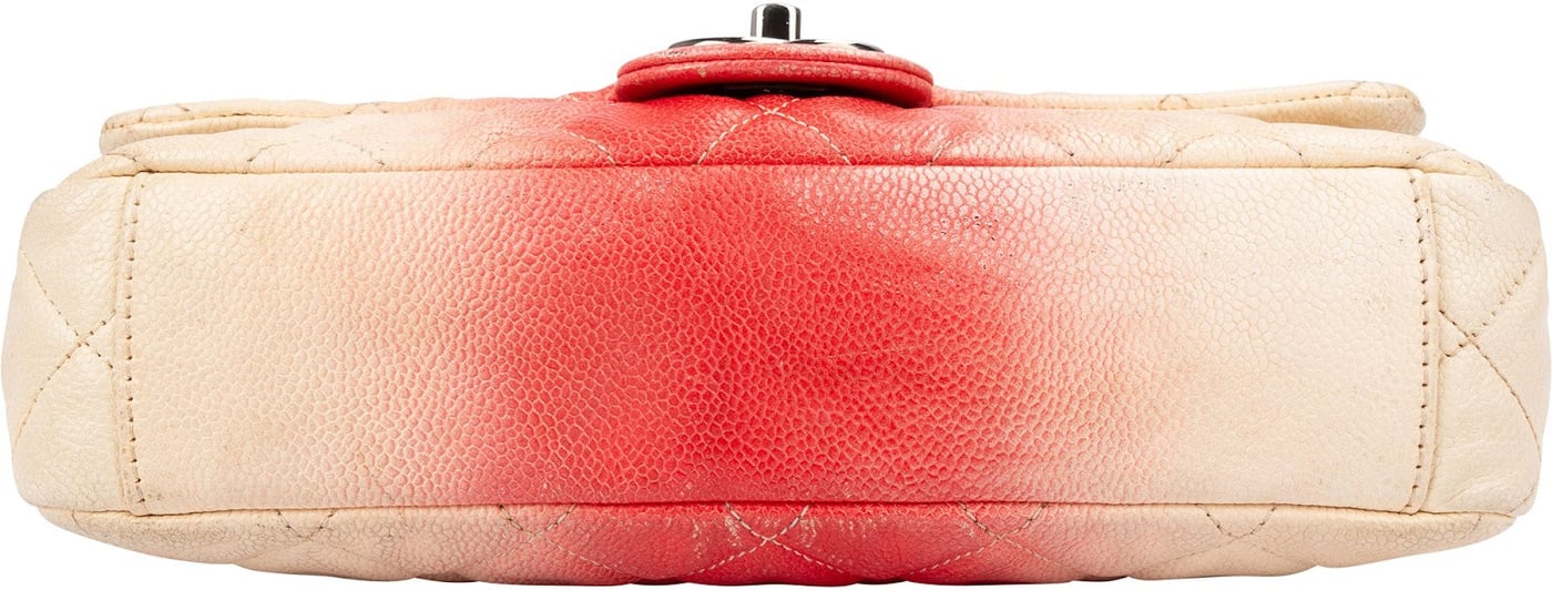 Chanel Quilted Bicolor Caviar Leather Single Flap Shoulder Bag