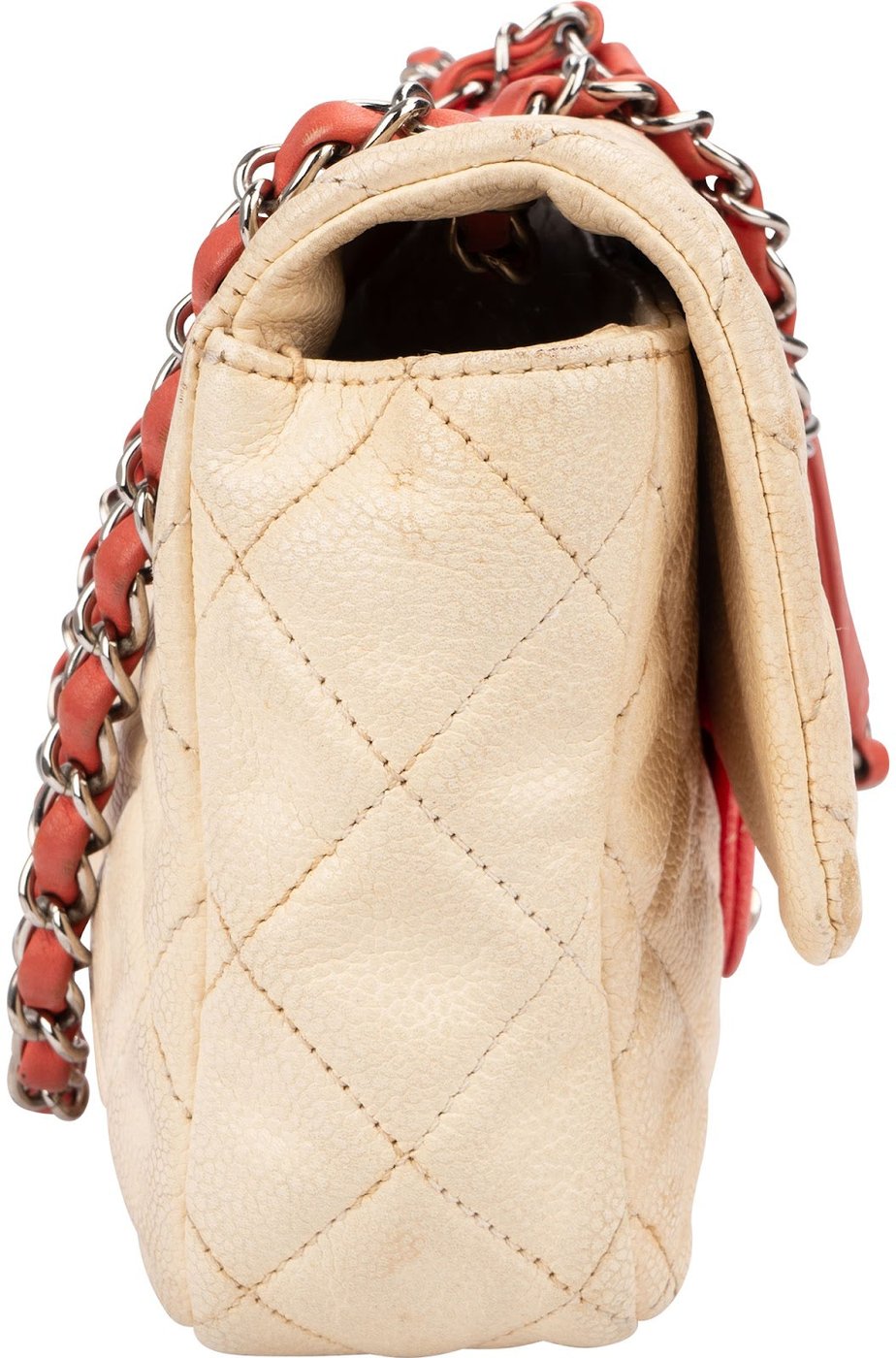 Chanel Quilted Bicolor Caviar Leather Single Flap Shoulder Bag