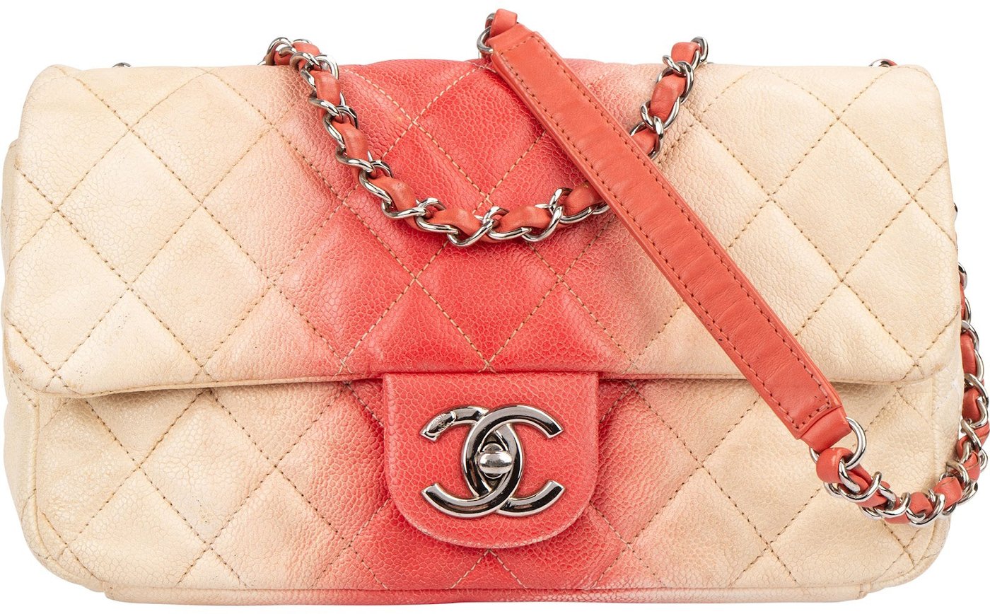 Chanel Quilted Bicolor Caviar Leather Single Flap Shoulder Bag