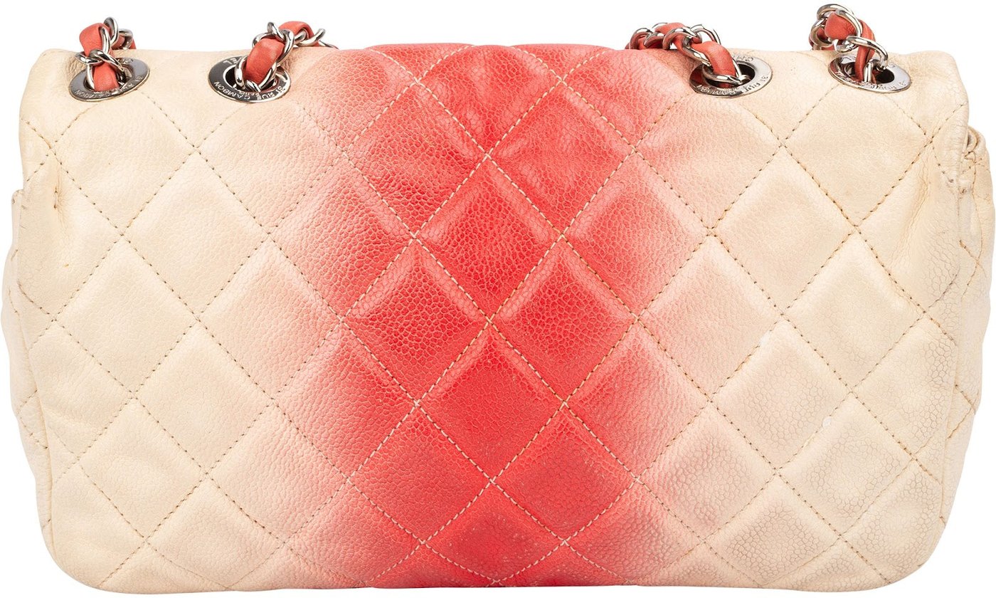 Chanel Quilted Bicolor Caviar Leather Single Flap Shoulder Bag