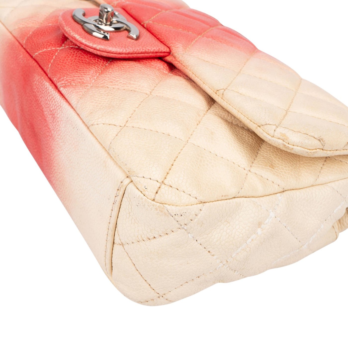 Chanel Quilted Bicolor Caviar Leather Single Flap Shoulder Bag
