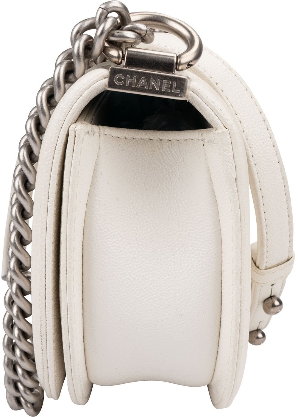 Chanel Quilted Caviar Leather Small Boy Messenger Single Flap Crossbody Bag