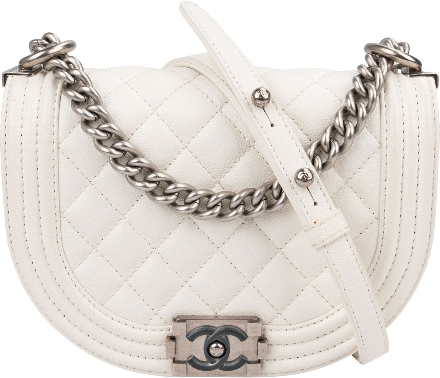 Chanel Quilted Caviar Leather Small Boy Messenger Single Flap Crossbody Bag