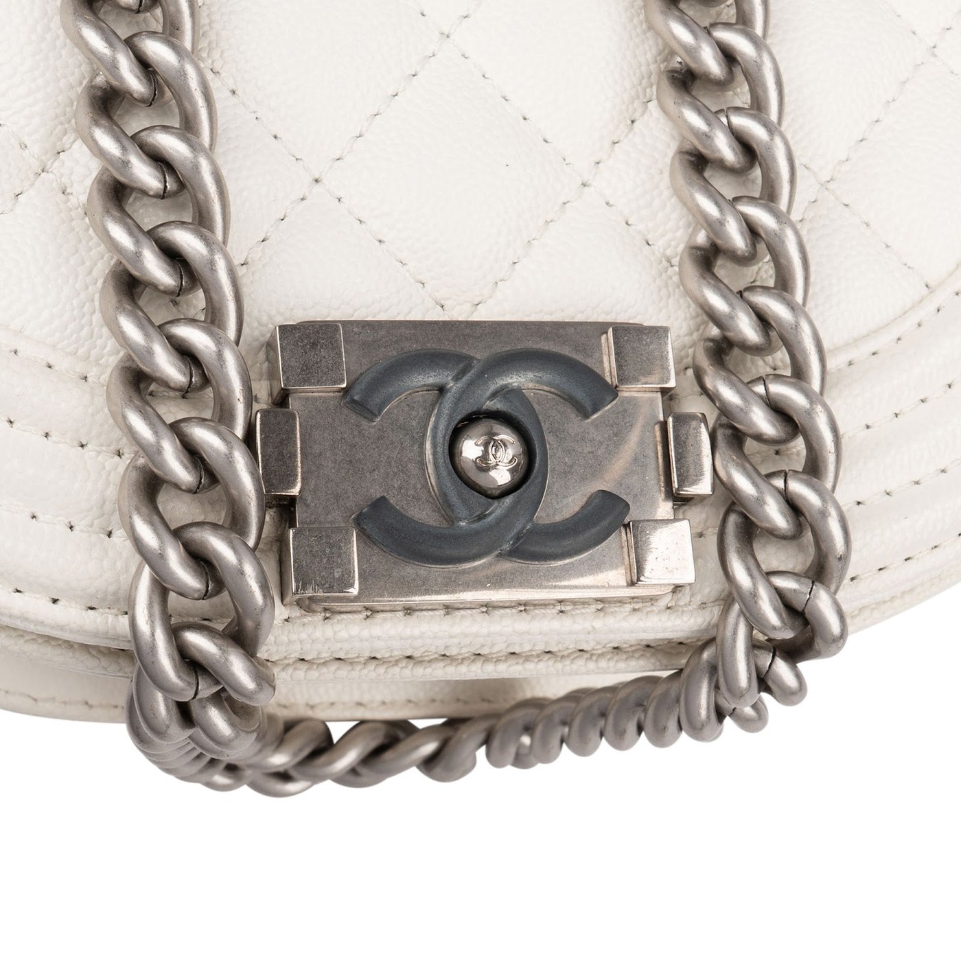 Chanel Quilted Caviar Leather Small Boy Messenger Single Flap Crossbody Bag