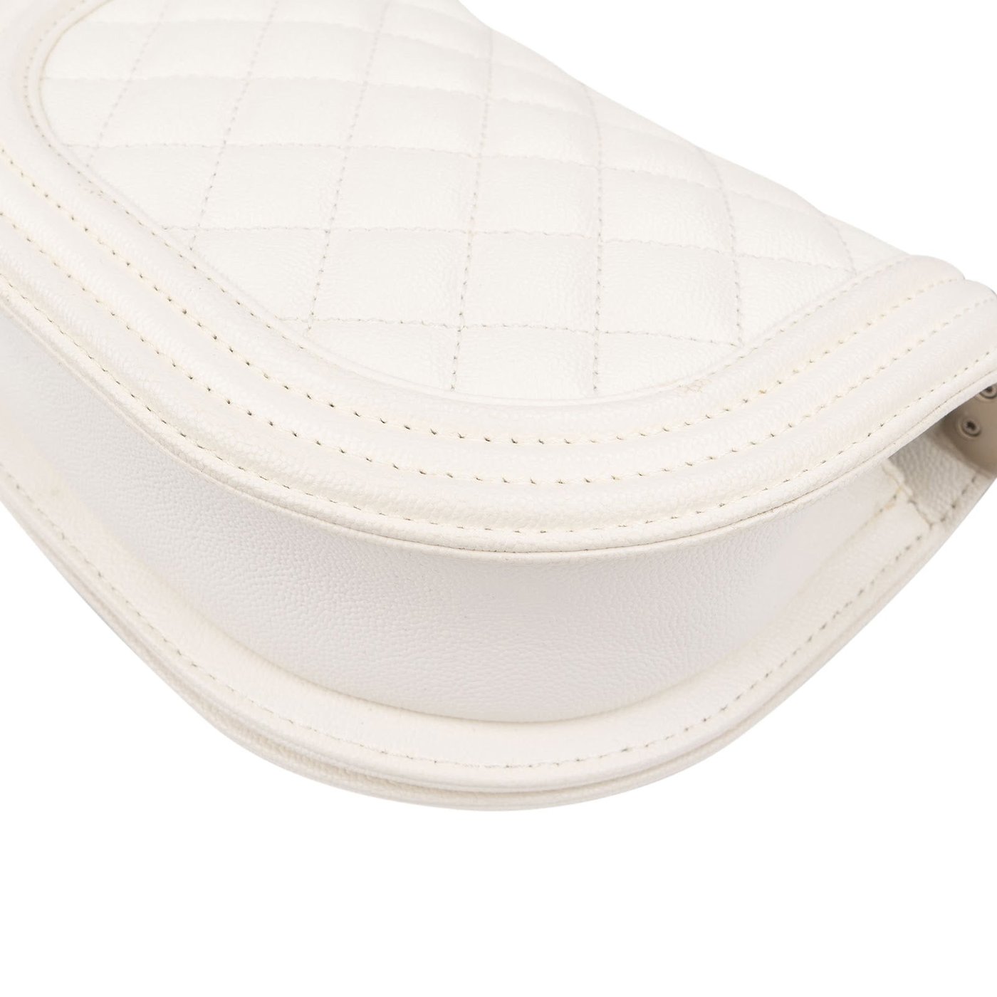 Chanel Quilted Caviar Leather Small Boy Messenger Single Flap Crossbody Bag
