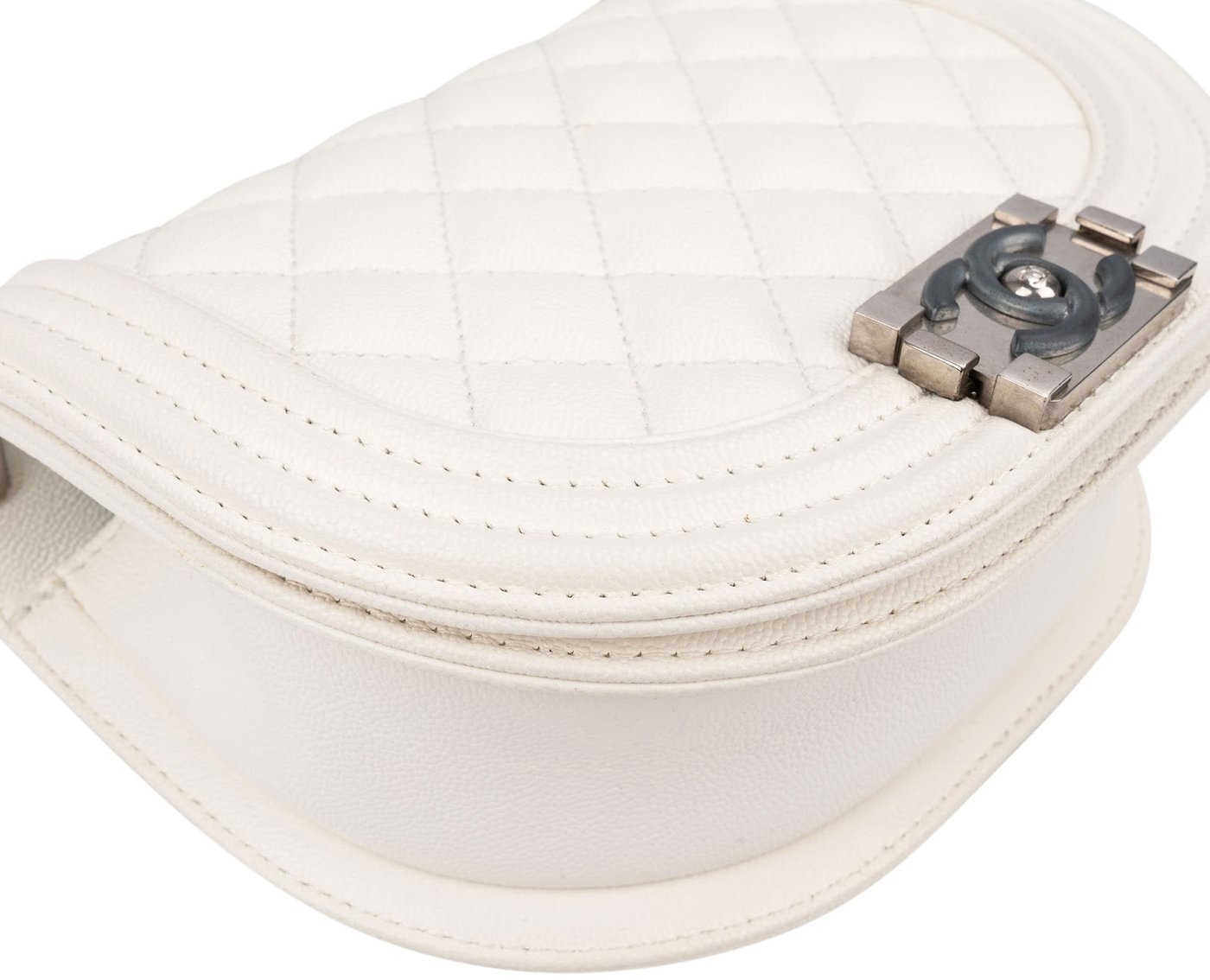 Chanel Quilted Caviar Leather Small Boy Messenger Single Flap Crossbody Bag