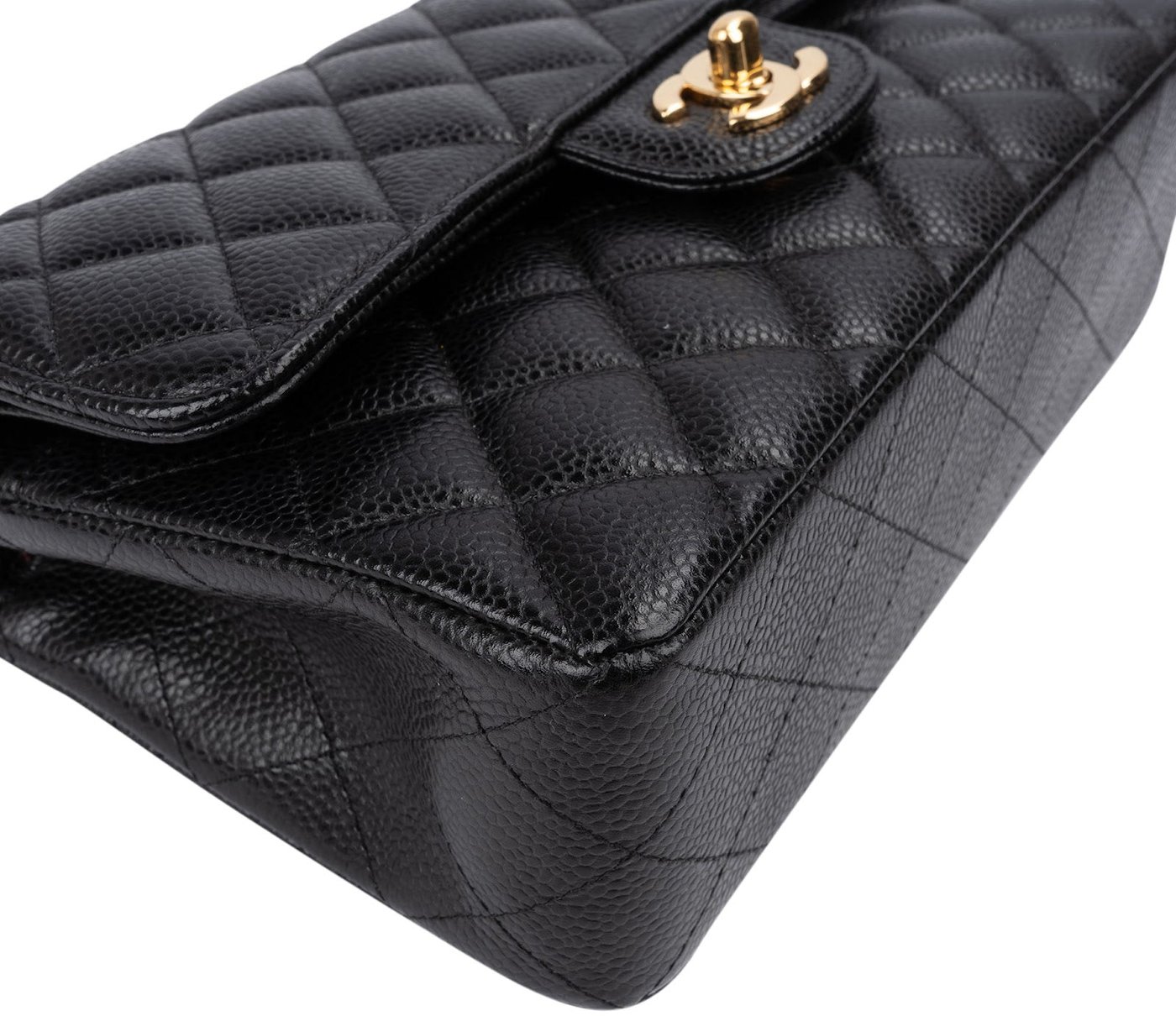 Chanel Quilted Caviar Leather Small Double Flap Shoulder Bag