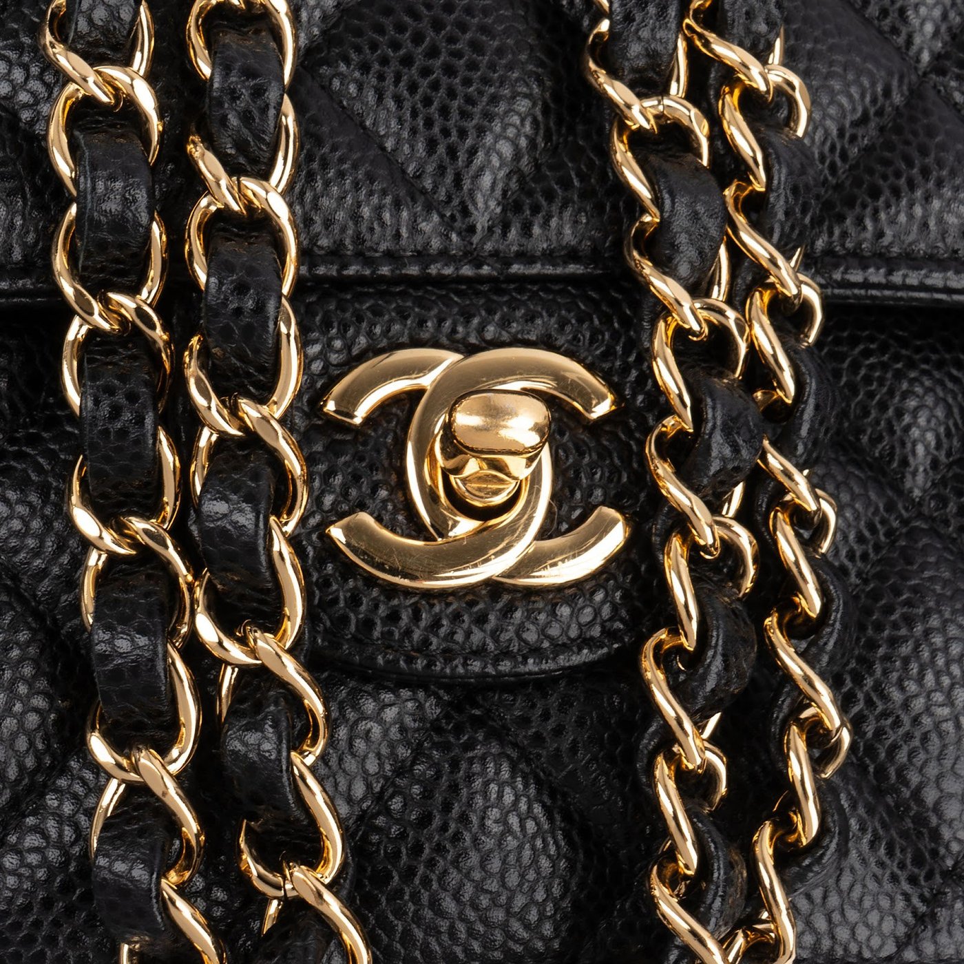 Chanel Quilted Caviar Leather Small Double Flap Shoulder Bag