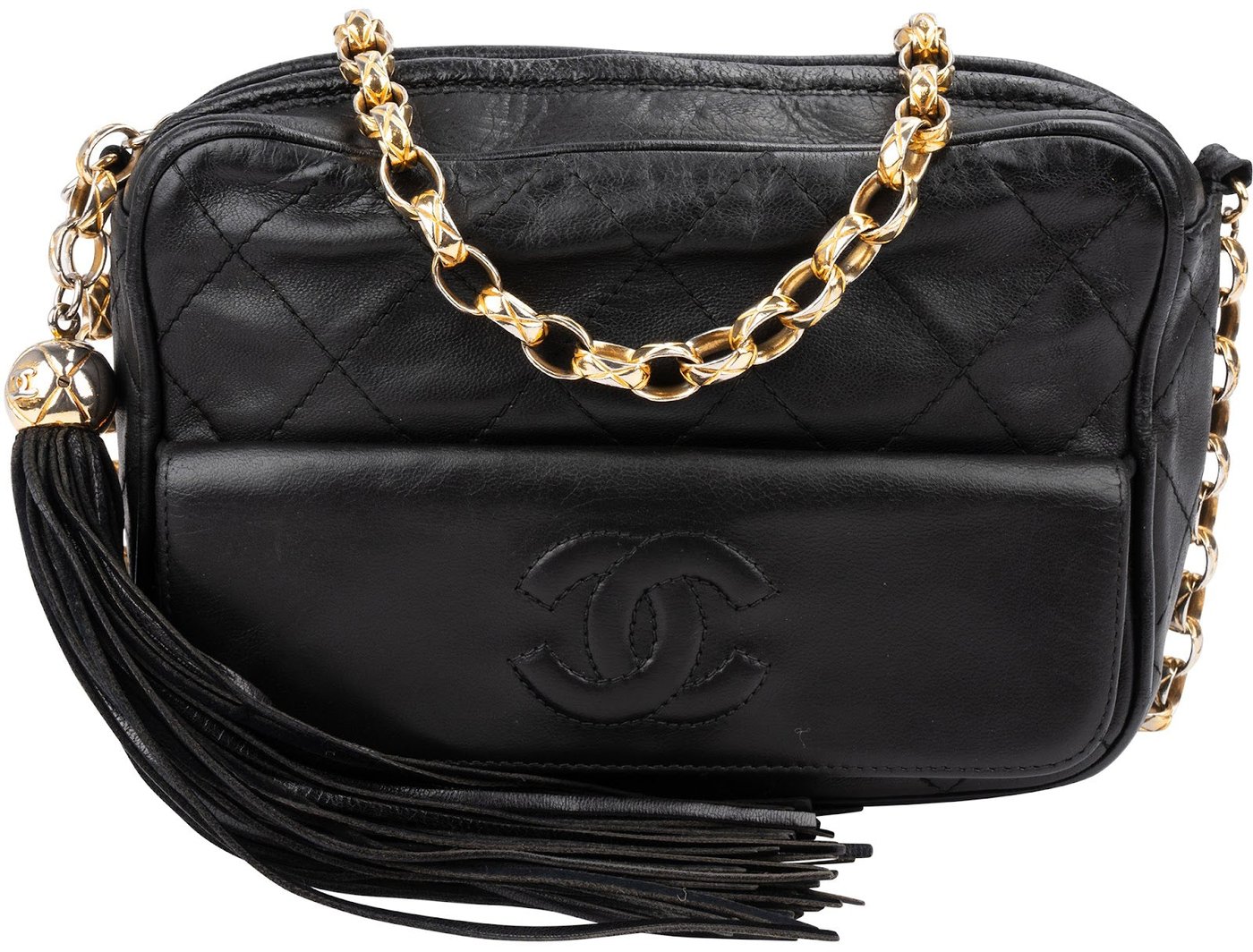 Chanel Quilted Lambskin Tassel Camera Crossbody Bag