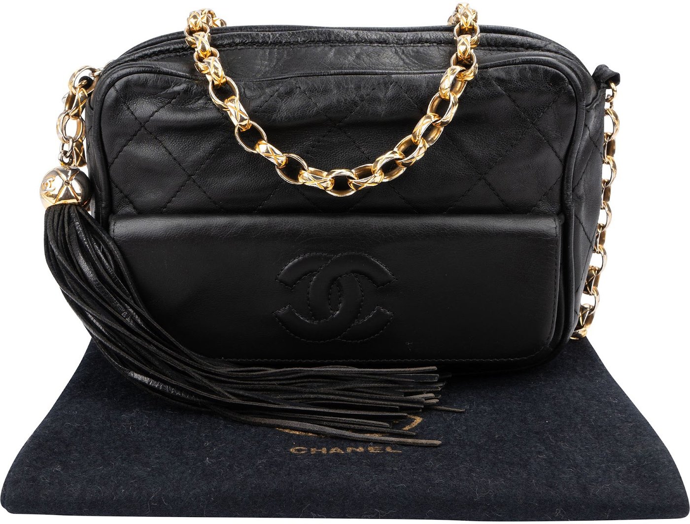 Chanel Quilted Lambskin Tassel Camera Crossbody Bag