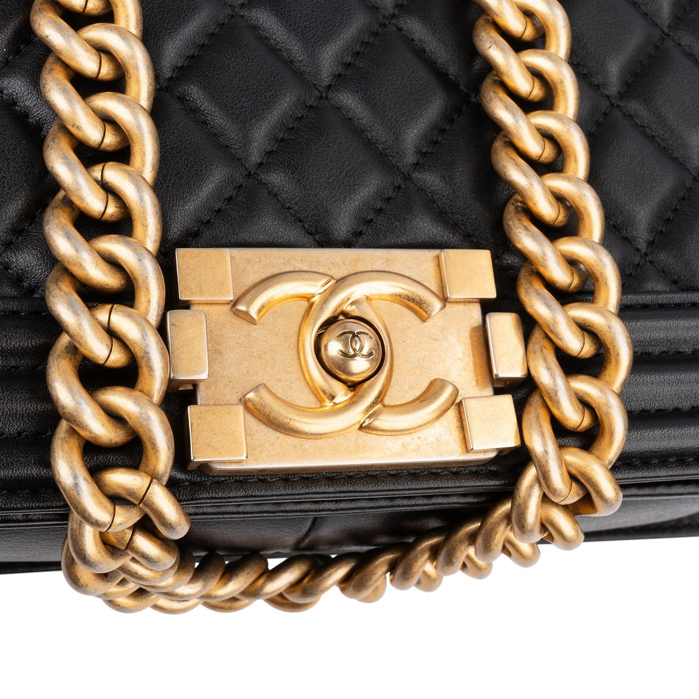 Chanel Quilted Lambskin Single Flap Medium Boy Crossbody Bag