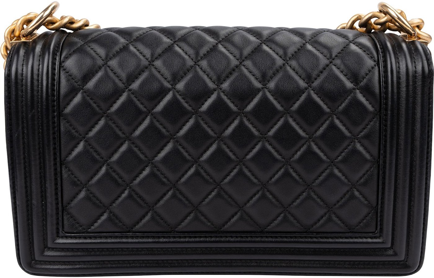 Chanel Quilted Lambskin Single Flap Medium Boy Crossbody Bag