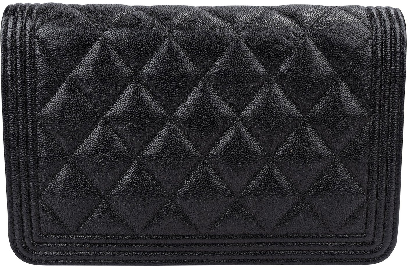 Chanel Quilted Caviar Leather Small Boy Wallet On Chain Crossbody Bag