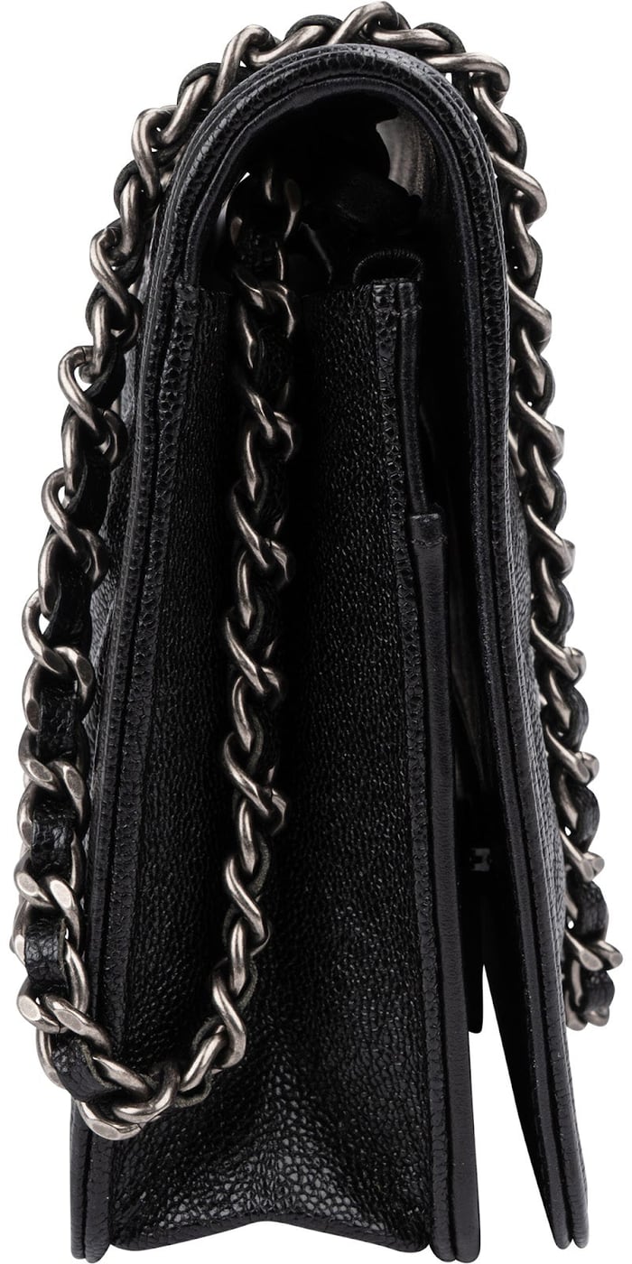 Chanel Quilted Caviar Leather Small Boy Wallet On Chain Crossbody Bag