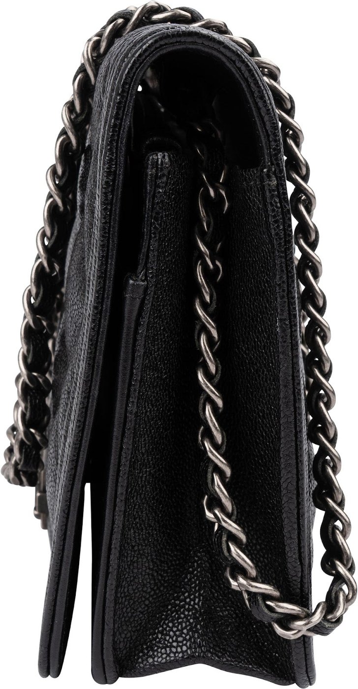 Chanel Quilted Caviar Leather Small Boy Wallet On Chain Crossbody Bag