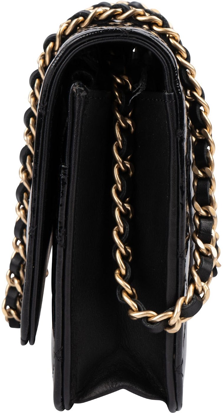 Chanel Quilted Patent Leather 2.55 Wallet On Chain Crossbody Bag