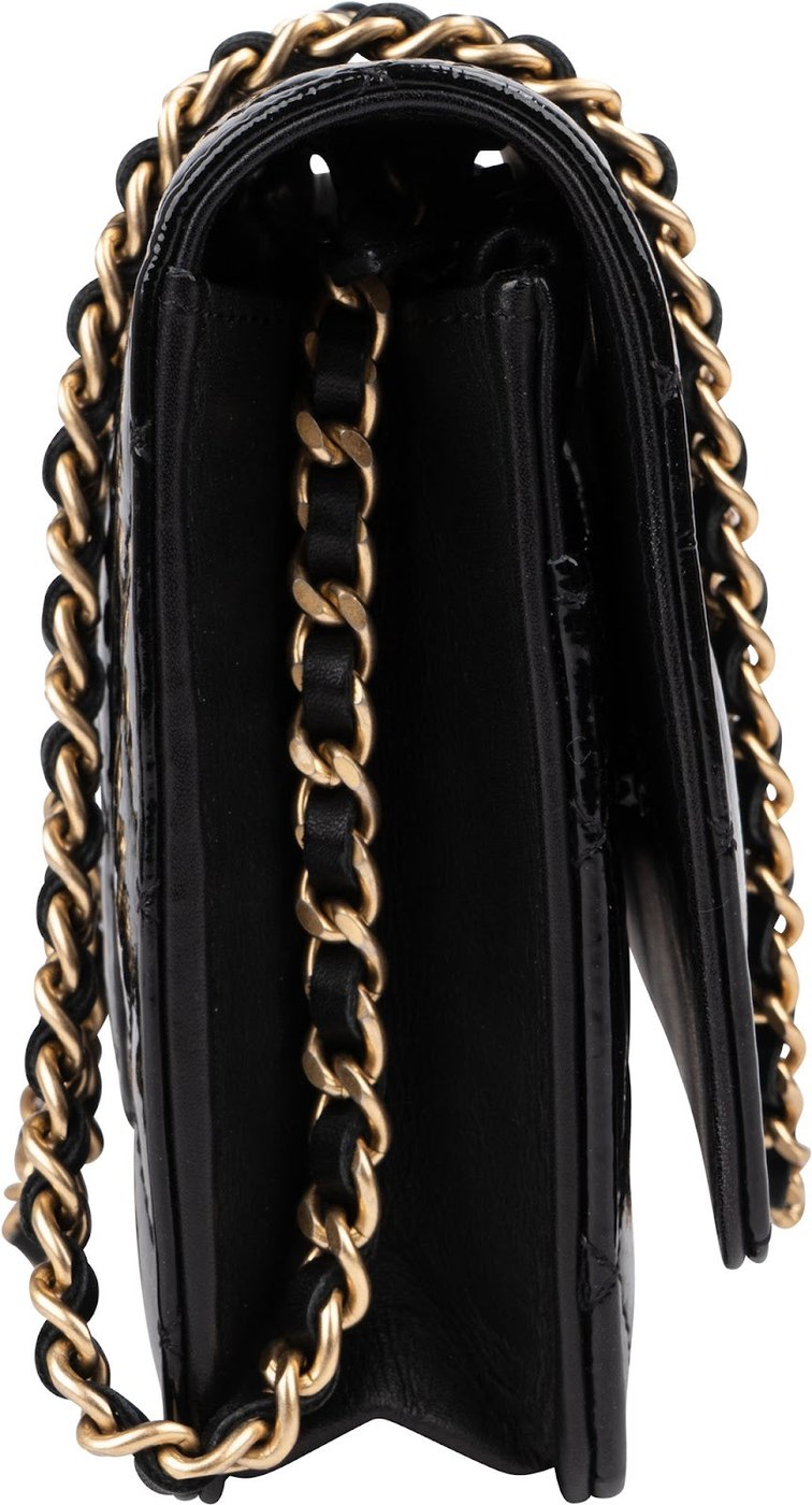 Chanel Quilted Patent Leather 2.55 Wallet On Chain Crossbody Bag