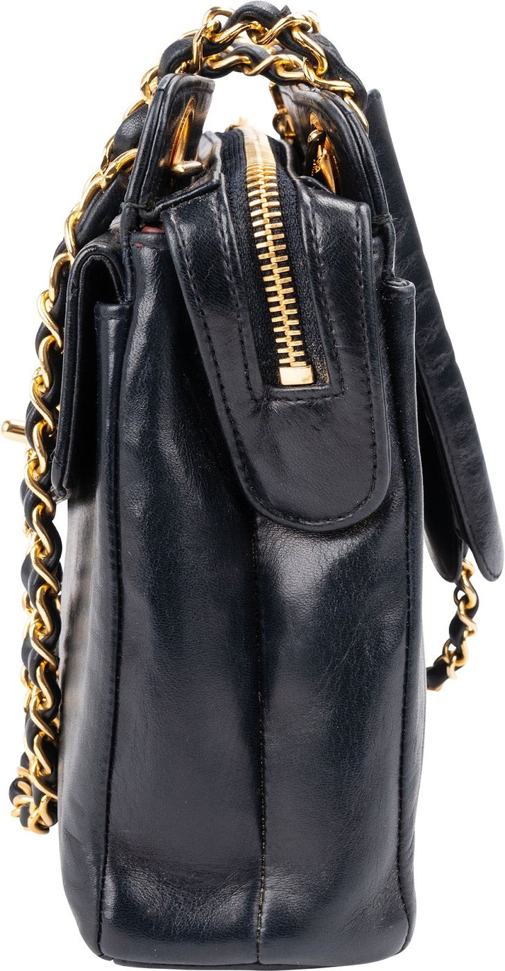 Chanel Quilted Lambskin 24K Gold Vintage Front Pocket Camera Shoulder Bag