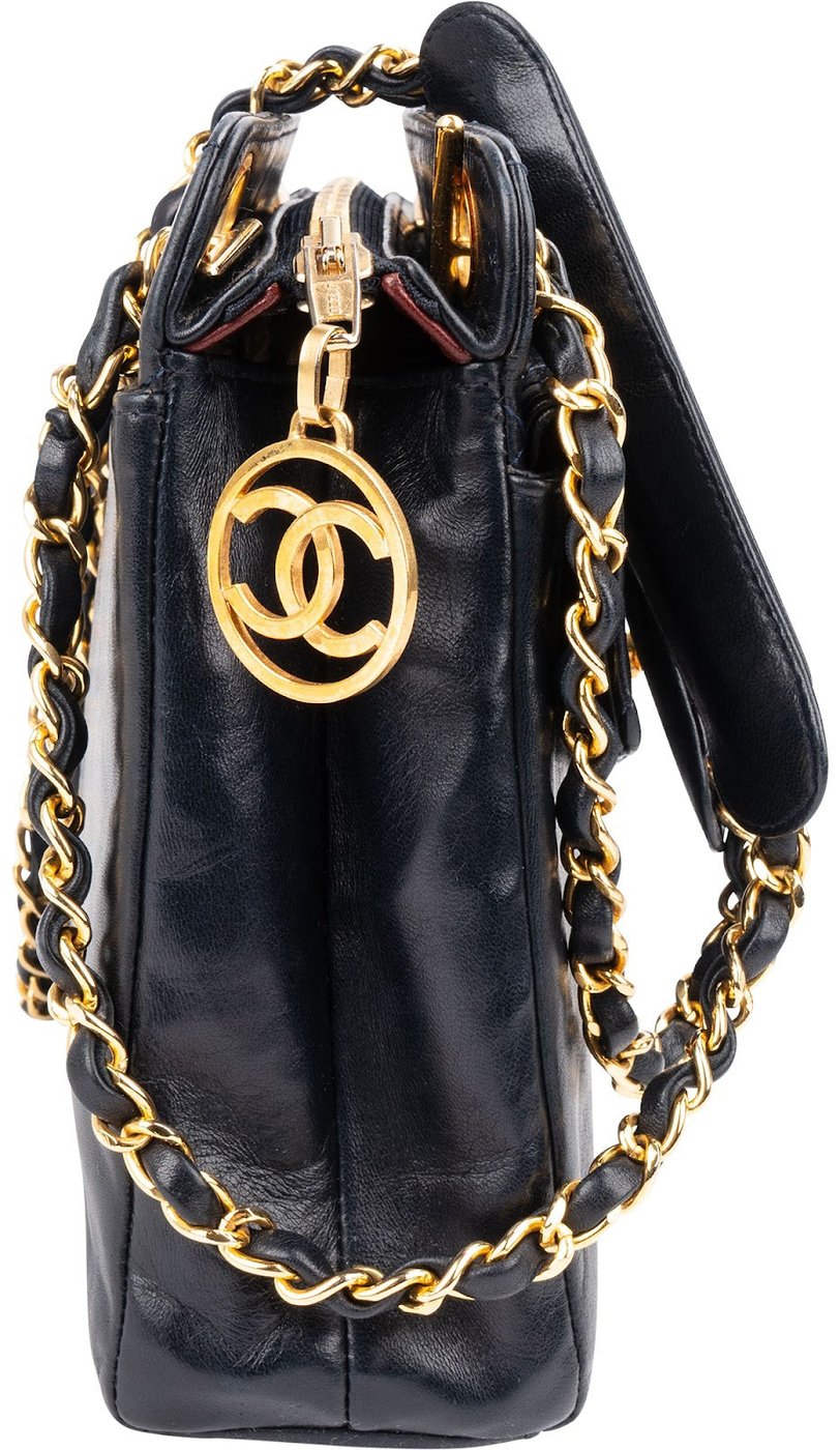 Chanel Quilted Lambskin 24K Gold Vintage Front Pocket Camera Shoulder Bag