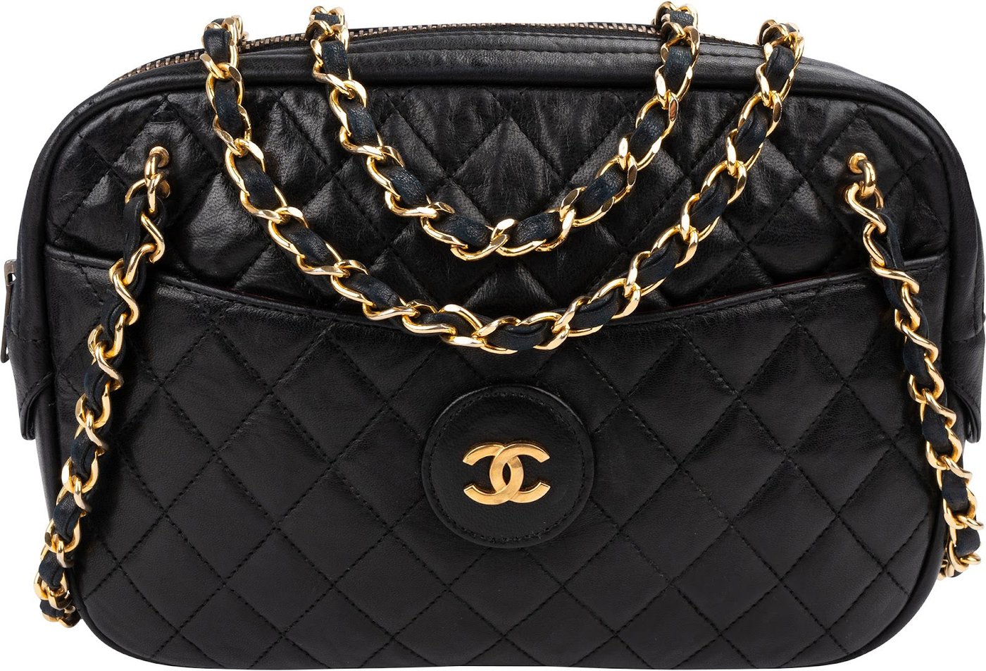 Chanel Quilted Lambskin Vintage Camera Crossbody Bag