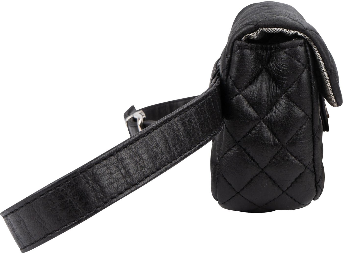 Chanel Noir Quilted Lambskin Palladium Uniform Belt Bag