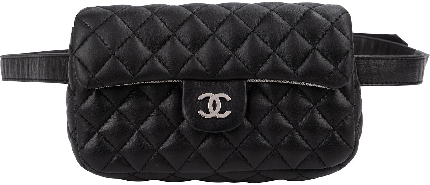 Chanel Noir Quilted Lambskin Palladium Uniform Belt Bag
