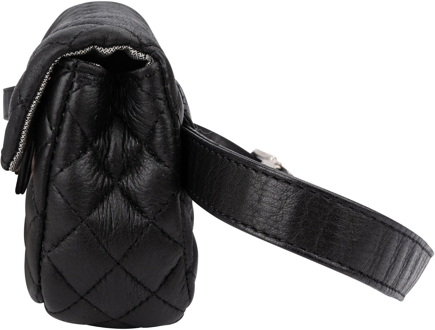 Chanel Noir Quilted Lambskin Palladium Uniform Belt Bag