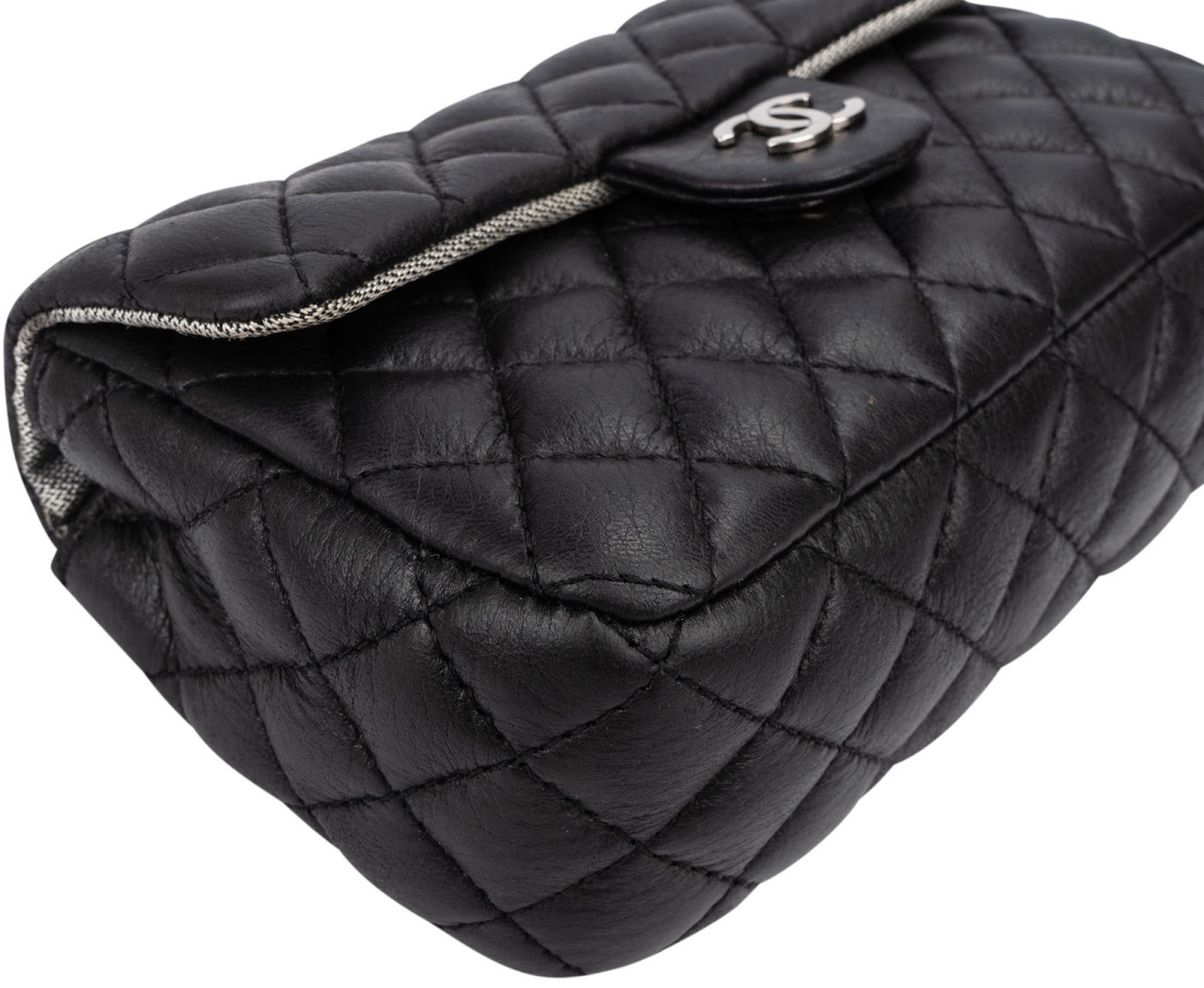 Chanel Noir Quilted Lambskin Palladium Uniform Belt Bag