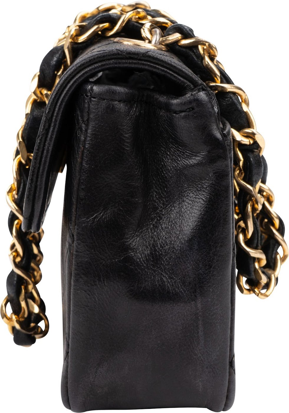 Chanel Quilted Lambskin 24K Gold Mini Square Single Flap Crossbody Bag