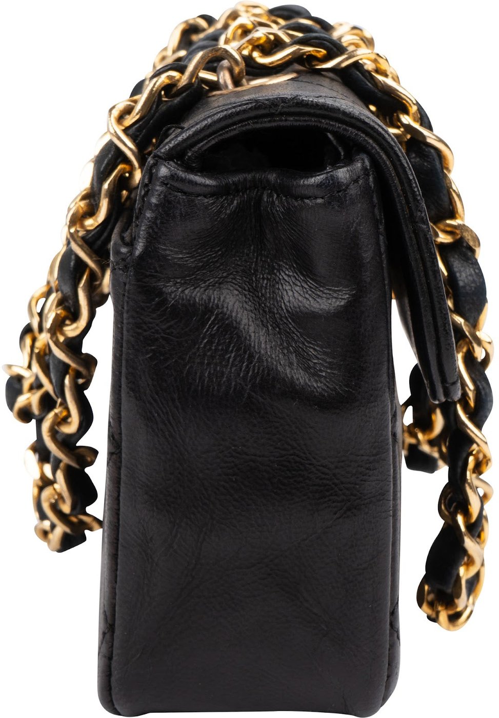 Chanel Quilted Lambskin 24K Gold Mini Square Single Flap Crossbody Bag