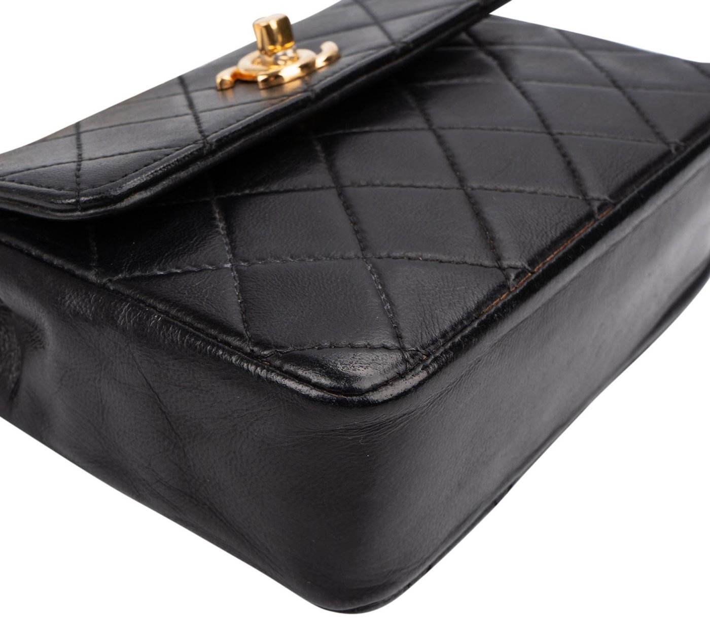 Chanel Quilted Lambskin 24K Gold Mini Square Single Flap Crossbody Bag