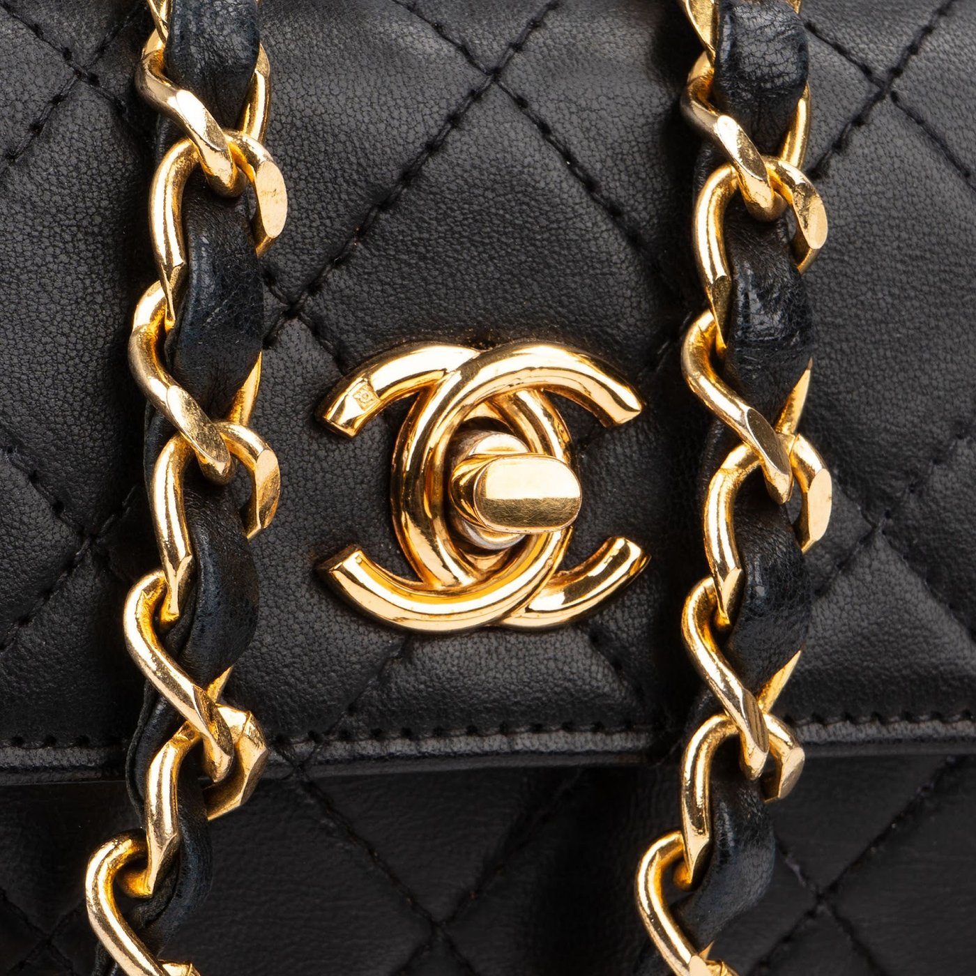 Chanel Quilted Lambskin 24K Gold Mini Square Single Flap Crossbody Bag