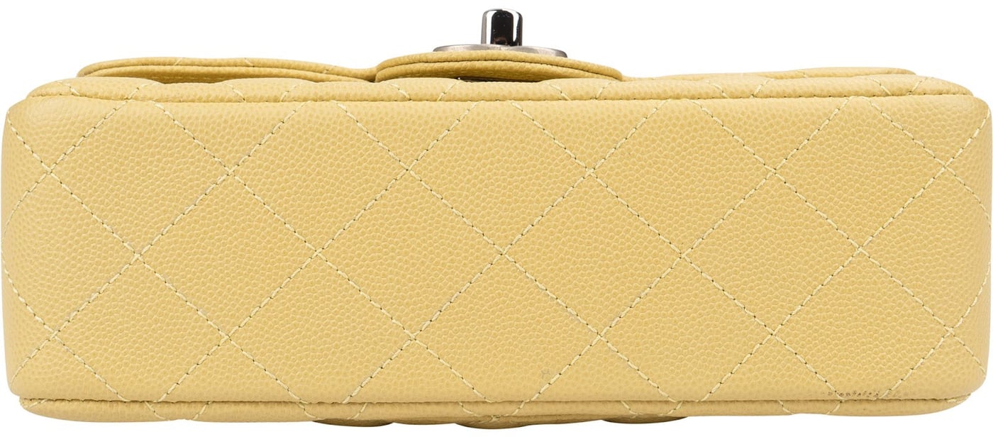 Chanel Quilted Caviar Leather Palladium Mini Rectangular Single Flap Crossbody Bag