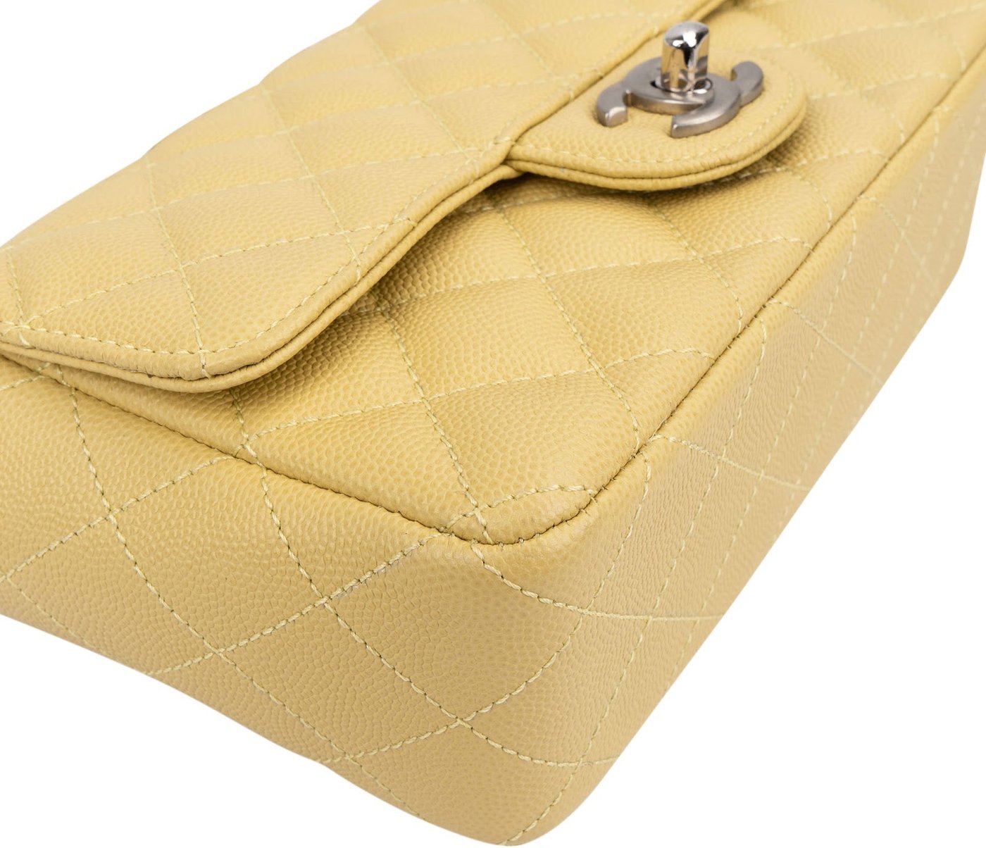 Chanel Quilted Caviar Leather Palladium Mini Rectangular Single Flap Crossbody Bag
