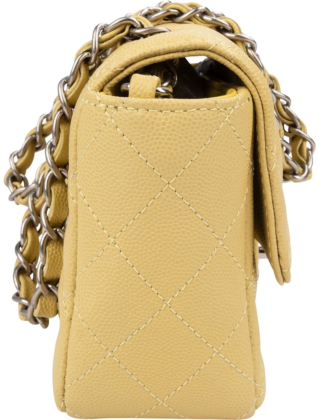 Chanel Quilted Caviar Leather Palladium Mini Rectangular Single Flap Crossbody Bag