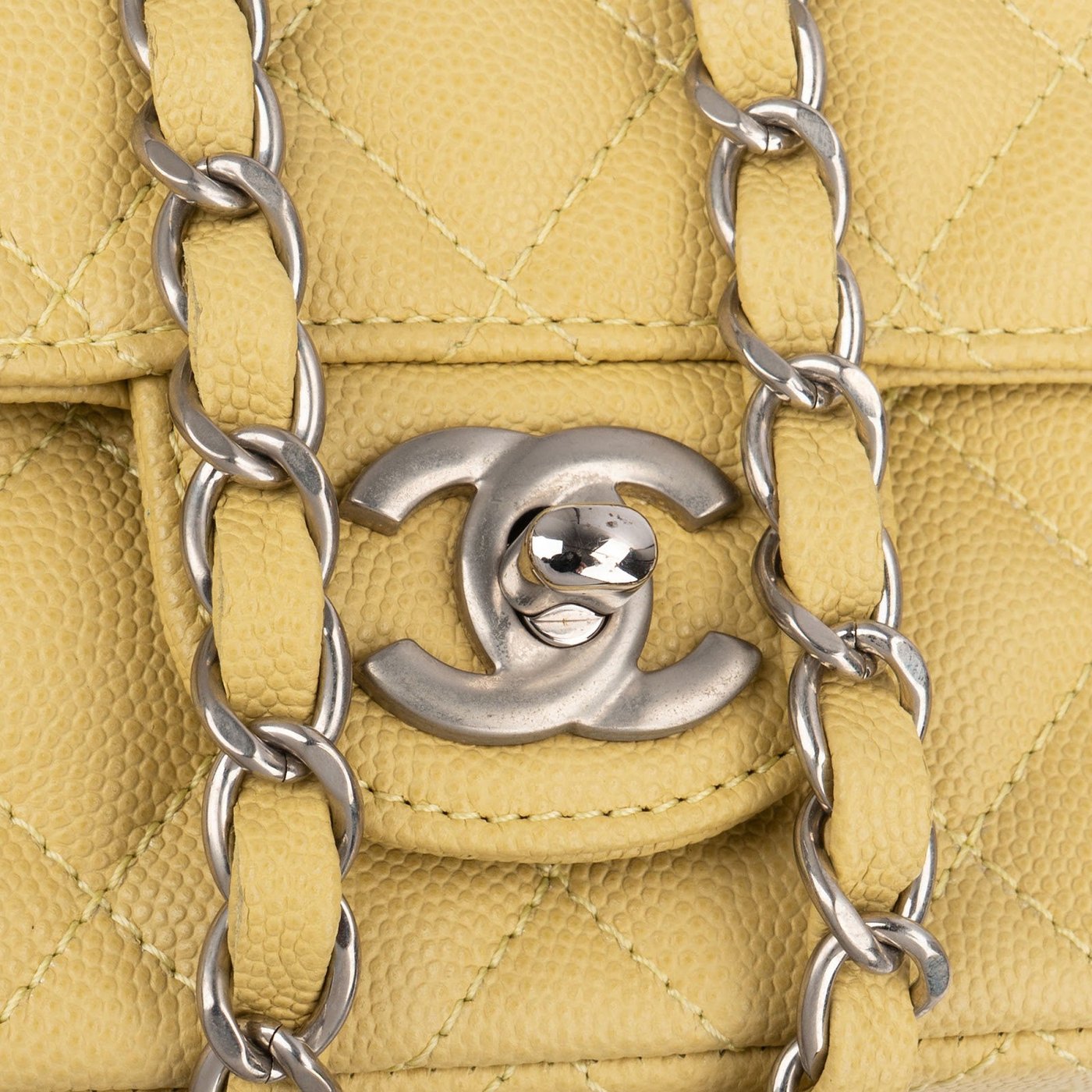 Chanel Quilted Caviar Leather Palladium Mini Rectangular Single Flap Crossbody Bag