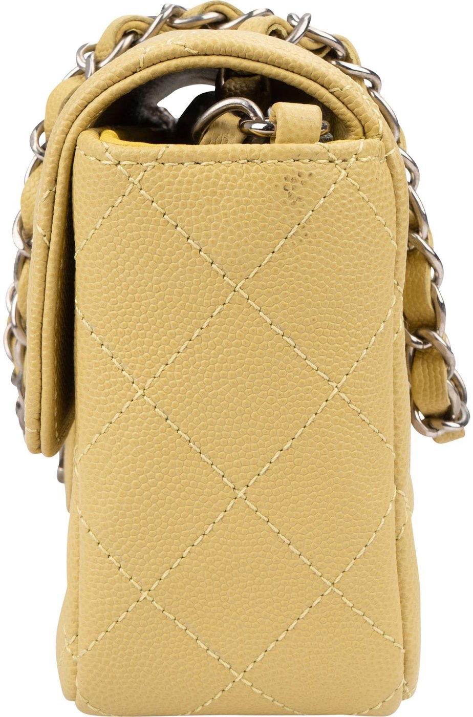 Chanel Quilted Caviar Leather Palladium Mini Rectangular Single Flap Crossbody Bag
