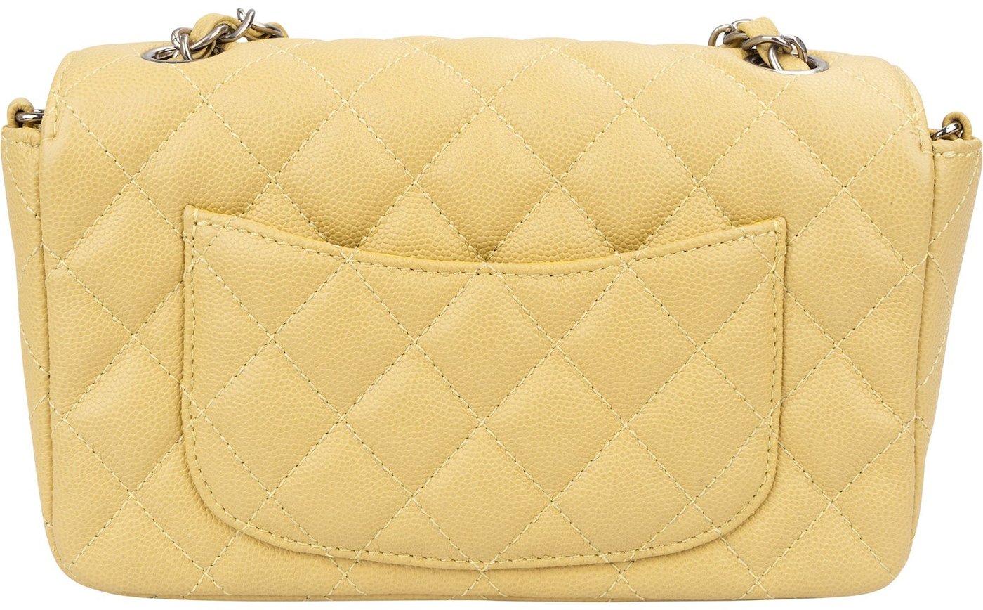 Chanel Quilted Caviar Leather Palladium Mini Rectangular Single Flap Crossbody Bag
