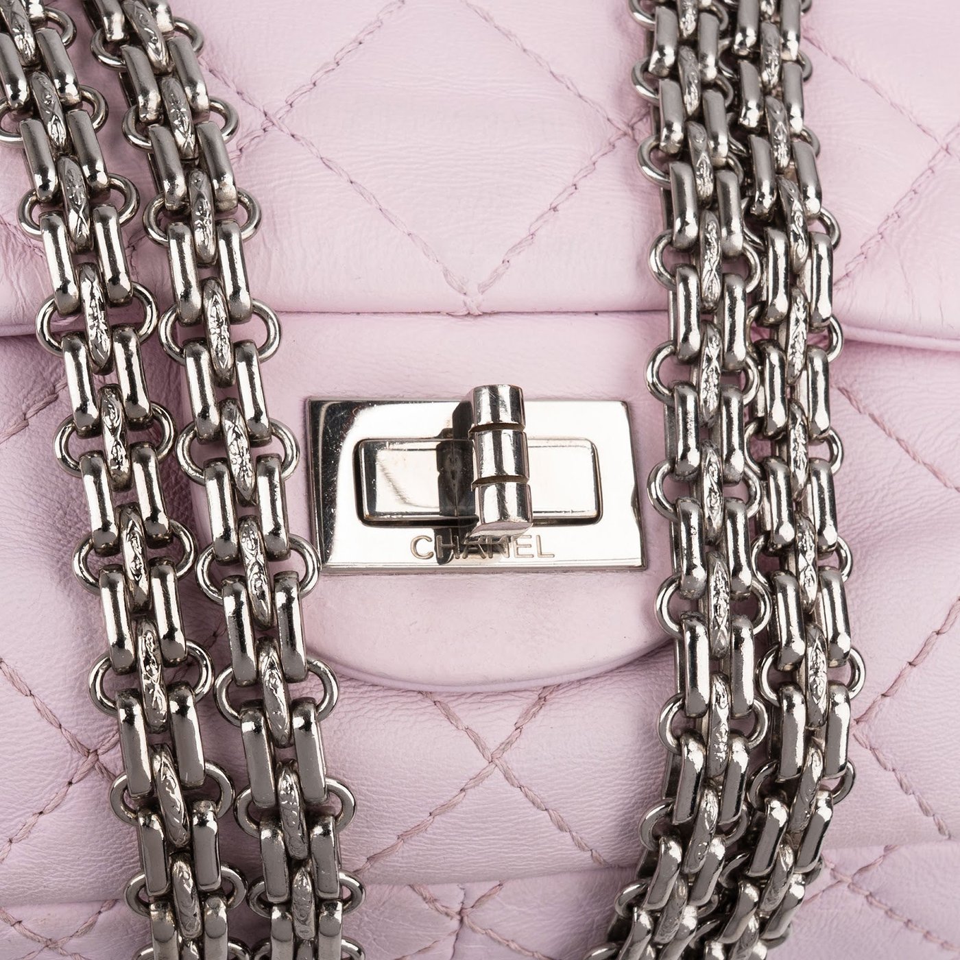 Chanel Quilted Aged Calfskin Palladium 2.55 Reissue Double Flap Crossbody Bag
