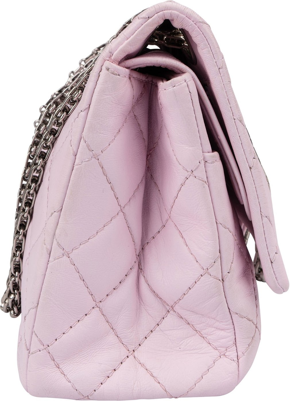 Chanel Quilted Aged Calfskin Palladium 2.55 Reissue Double Flap Crossbody Bag