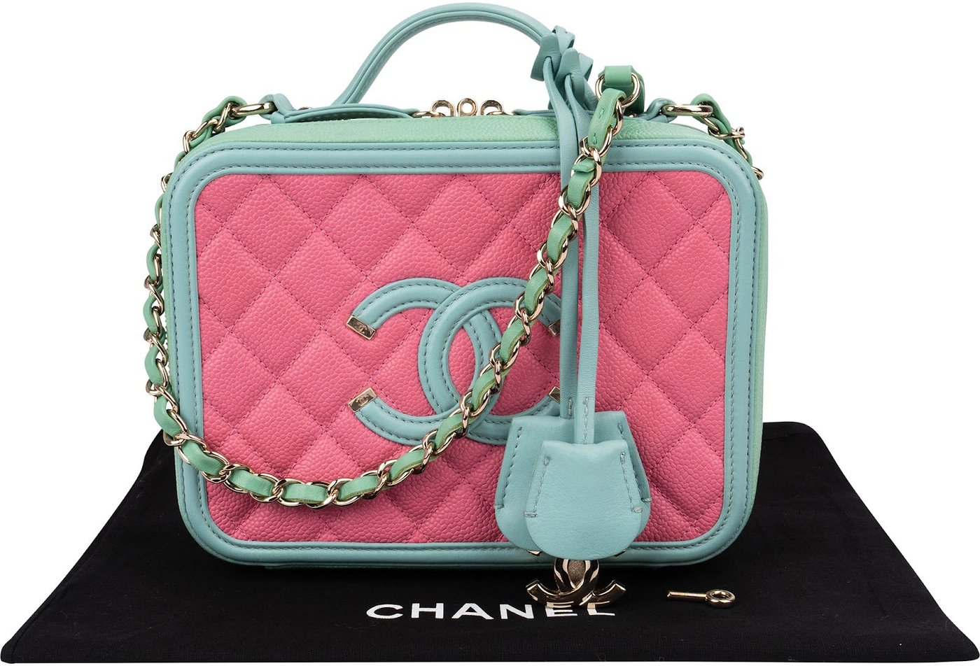 Chanel Quilted Caviar Leather Filigree Vanity Case Crossbody Bag