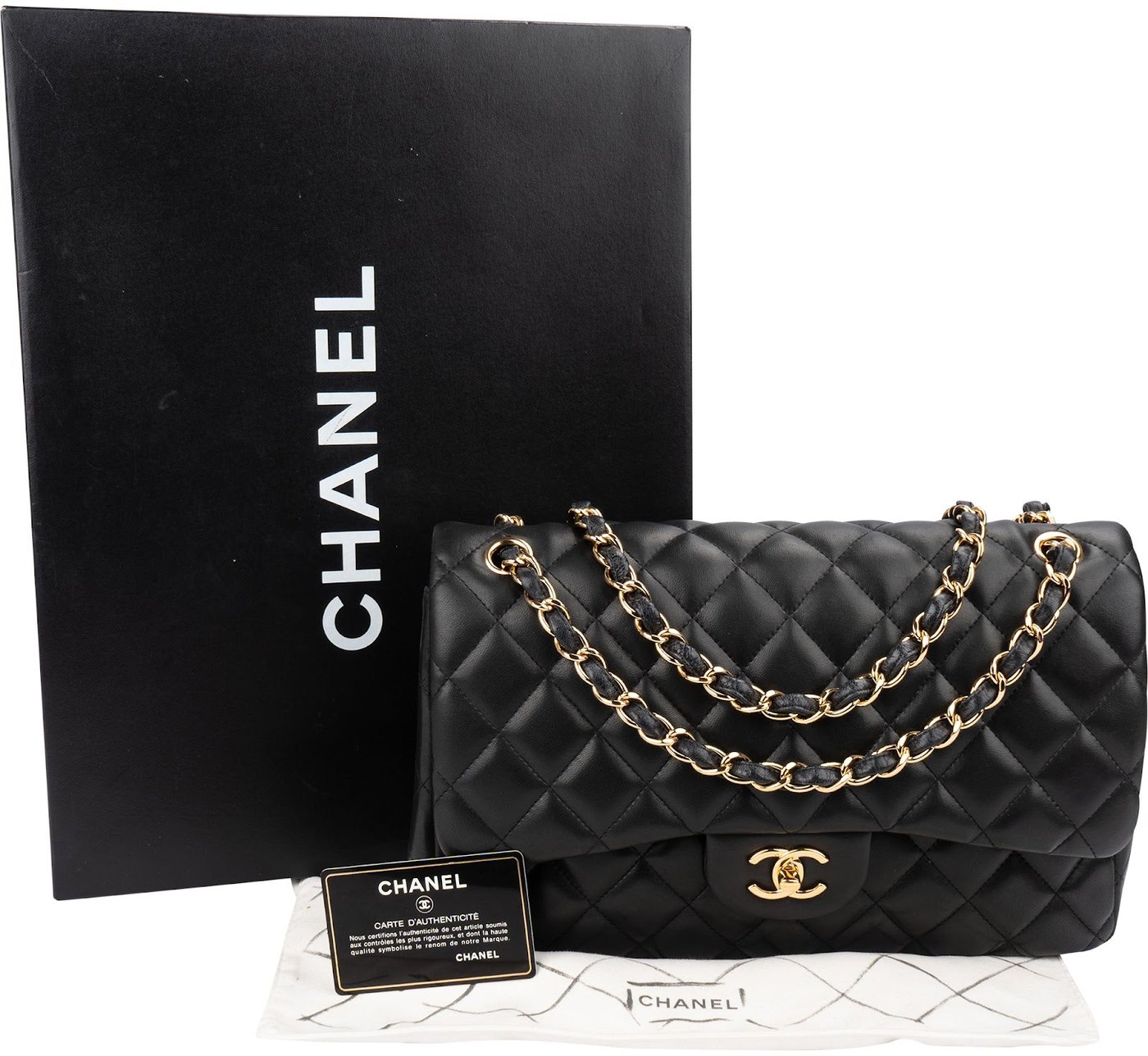 Chanel Quilted Lambskin Jumbo Double Flap Crossbody Bag