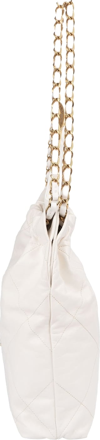 Chanel 22 White Quilted Lambskin Maxi Drawstring Shoulder Bag