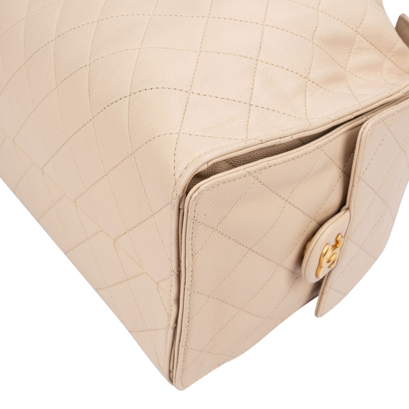 Chanel 25 Quilted Caviar Leather CC Maxi Drawstring Shoulder Bag