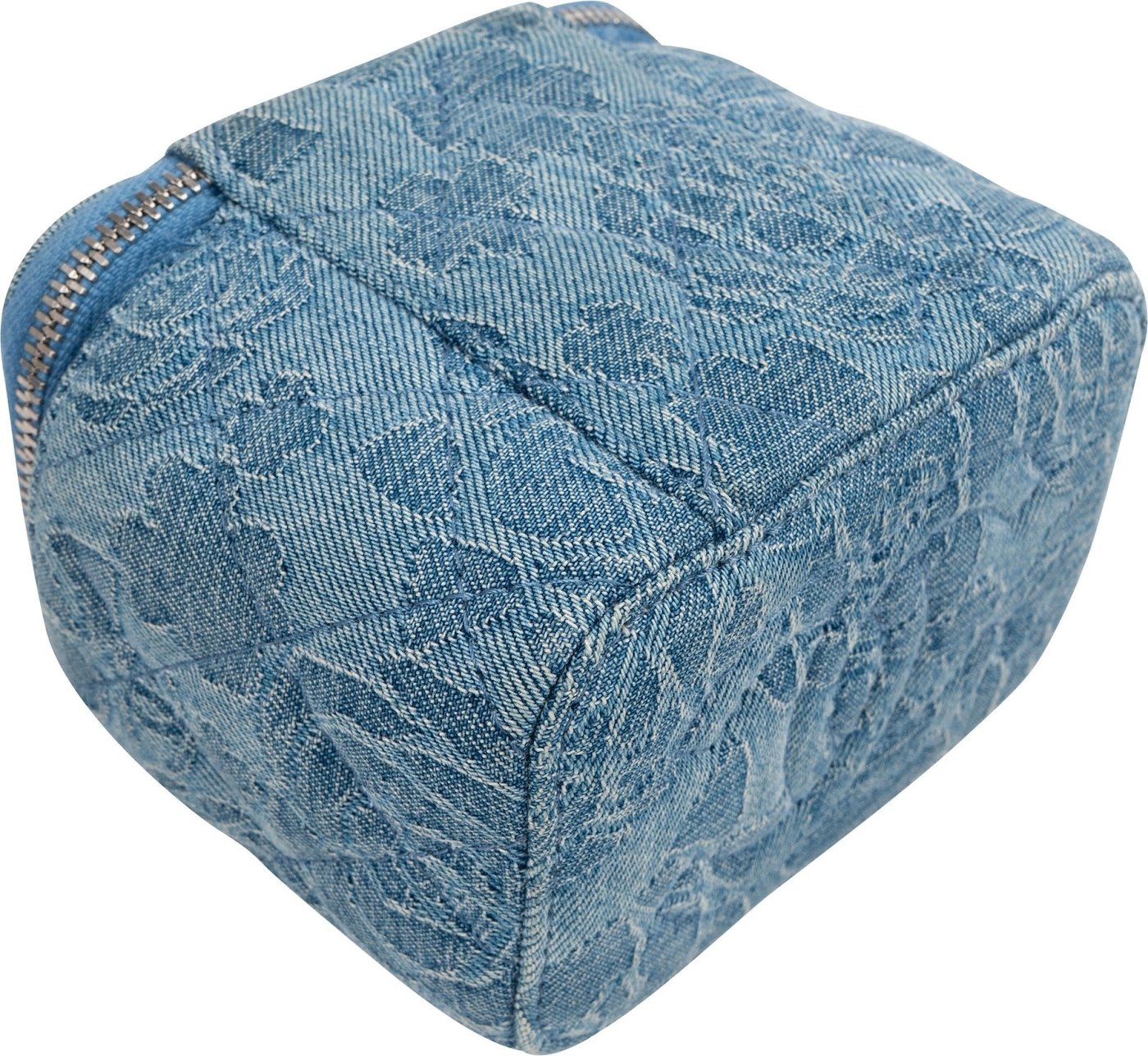 Chanel Quilted Denim Camellia Monogram Adjustable Mini Vanity Case Crossbody Bag