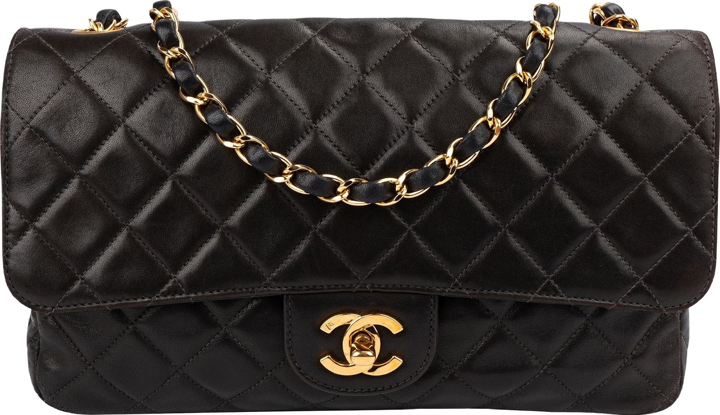 Chanel Soft Quilted Lambskin 24K Gold Medium Single Flap Crossbody Bag