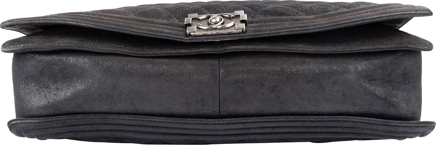 Chanel XXL Quilted Glittered Suede Boy Single Flap Maxi Crossbody Bag