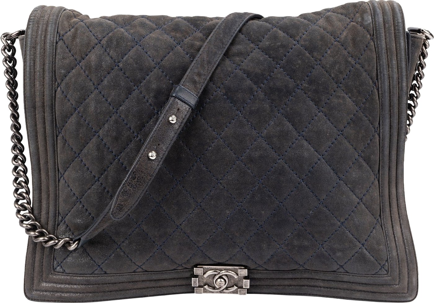 Chanel XXL Quilted Glittered Suede Boy Single Flap Maxi Crossbody Bag