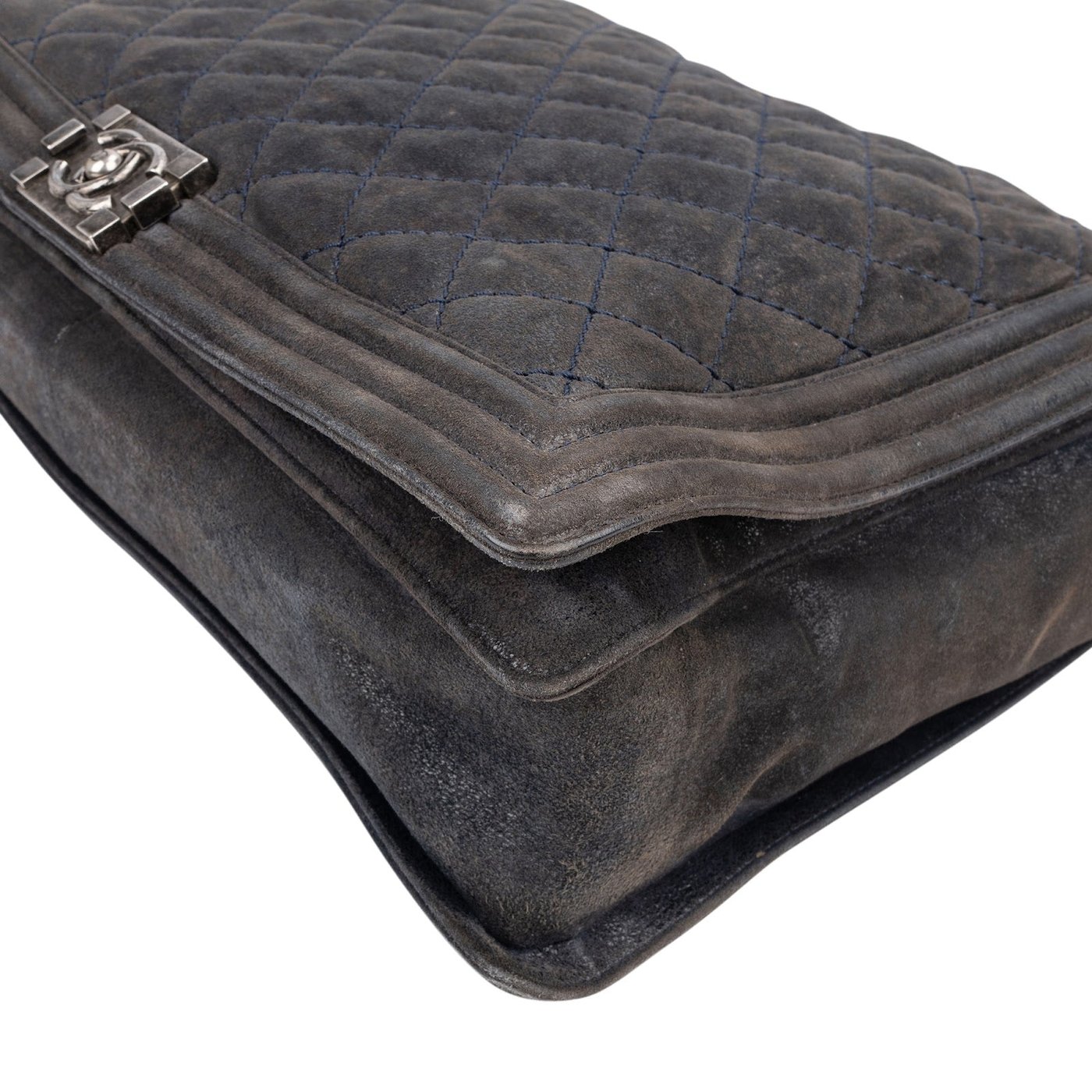 Chanel XXL Quilted Glittered Suede Boy Single Flap Maxi Crossbody Bag
