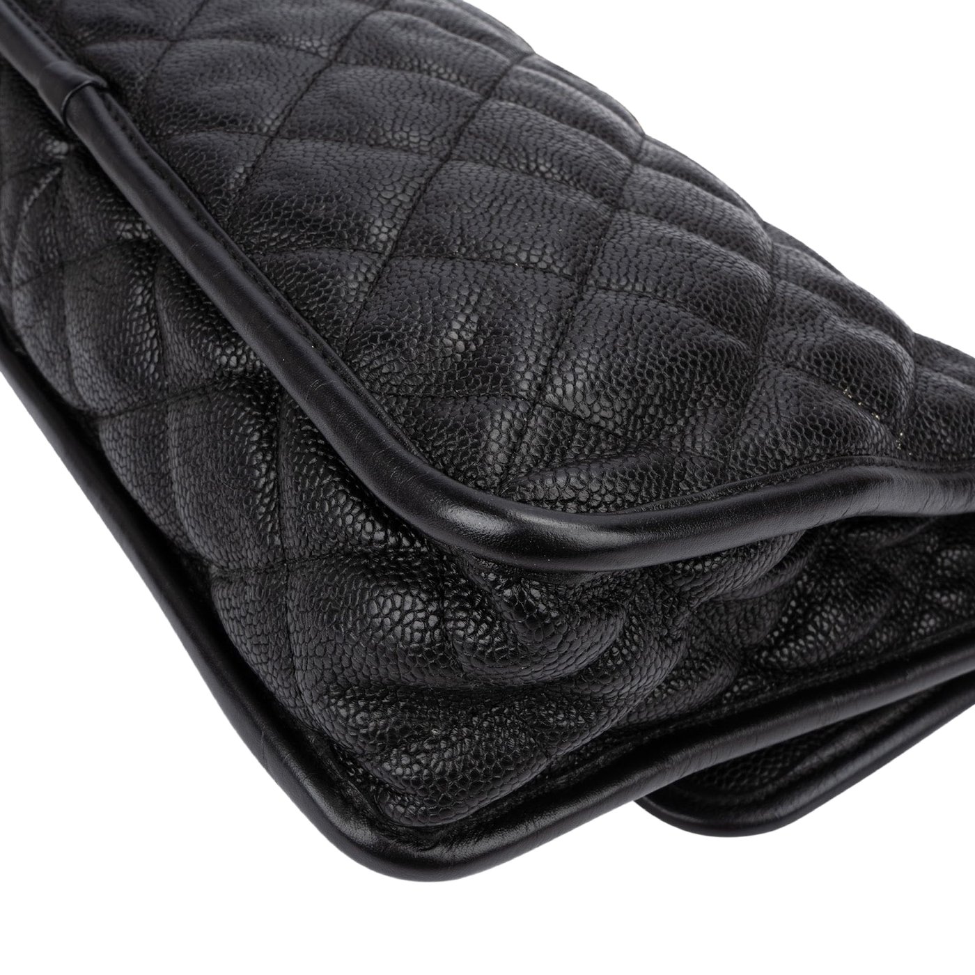 Chanel Quilted Caviar Leather Palladium Front Pocket Single Flap Shoulder Bag